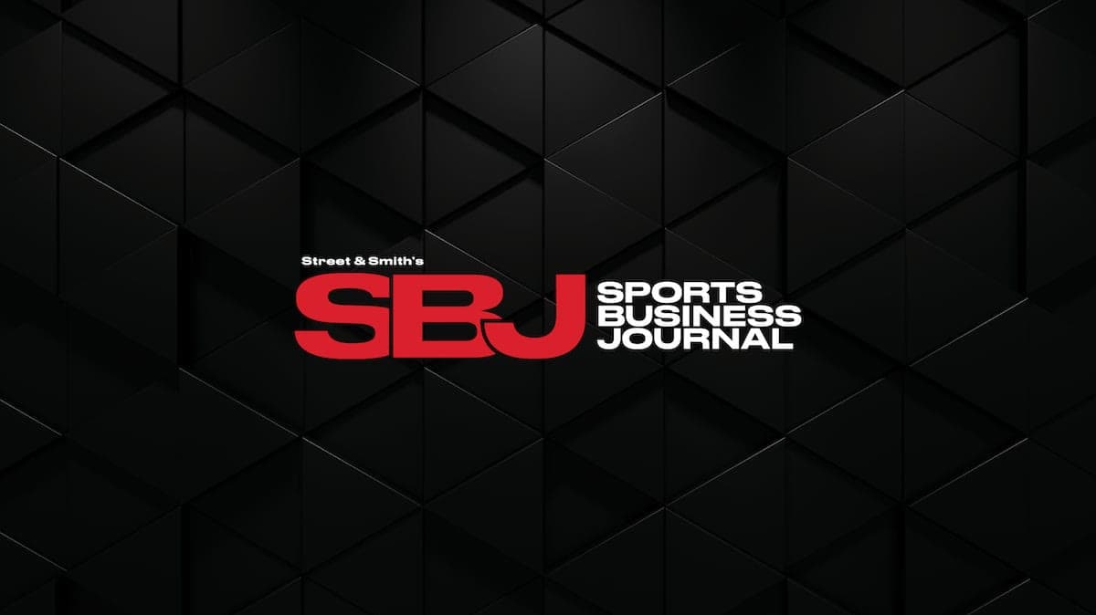 Sports Business Journal logo on a black geometric background